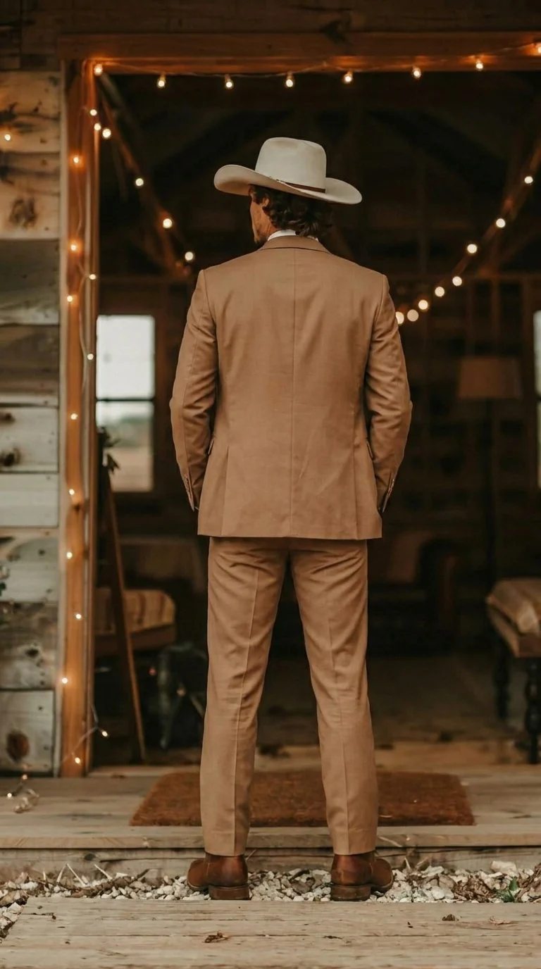 Mens Camel Brown Copper Western 3 Piece Suit – Classic Country Style Blazer Vest Pants Set, Formal Cowboy Suit Outfit - Image 11