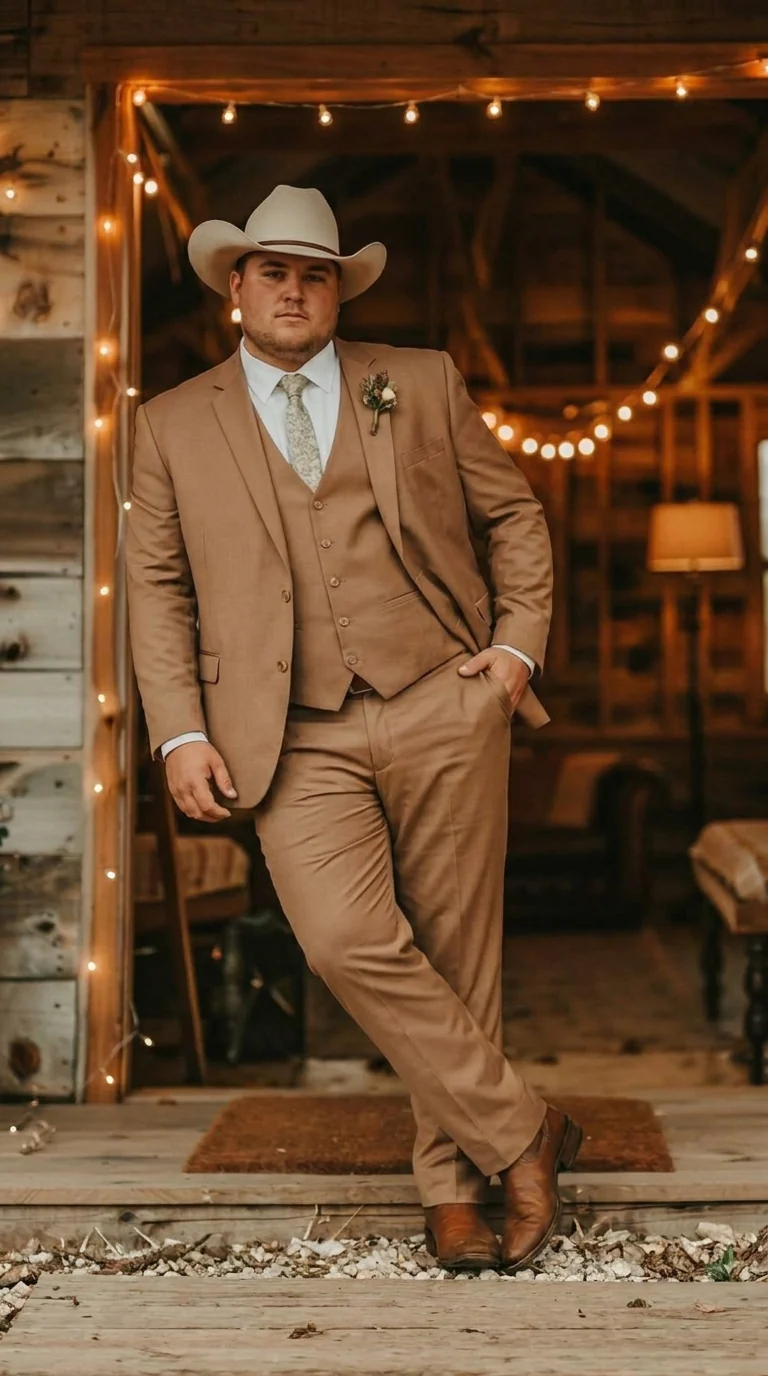 Mens Camel Brown Copper Western 3 Piece Suit – Classic Country Style Blazer Vest Pants Set, Formal Cowboy Suit Outfit - Image 15