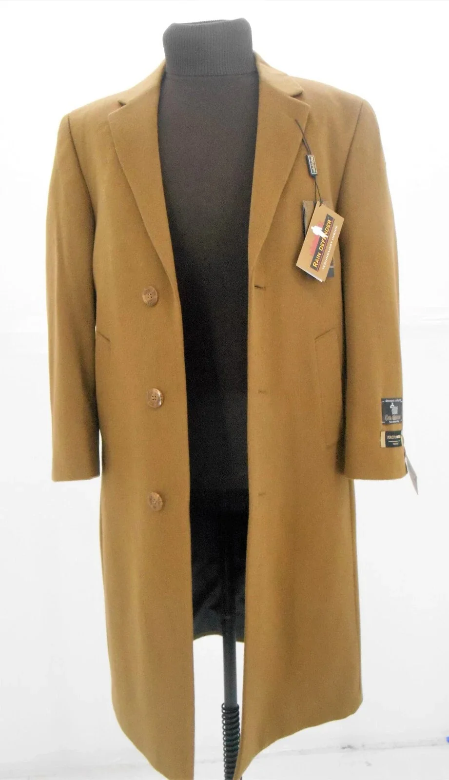 Mens Camel Tailored Overcoat – Full Length Wool Cashmere Coat - Image 5