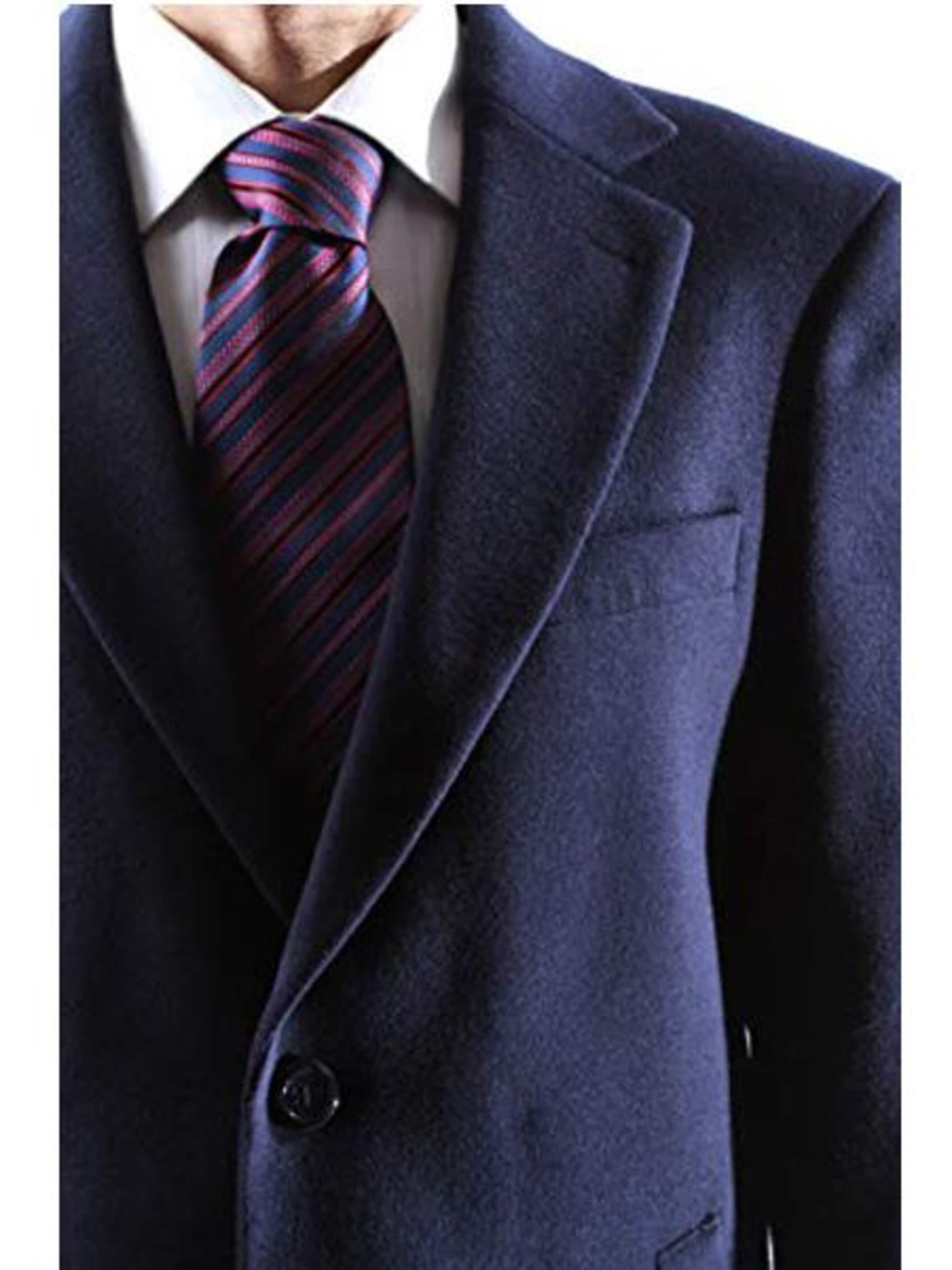 Men's Caravelli Two Button 3/4 Length Navy Long men's Car Coat Dress Topcoat - Winter coat - Image 2
