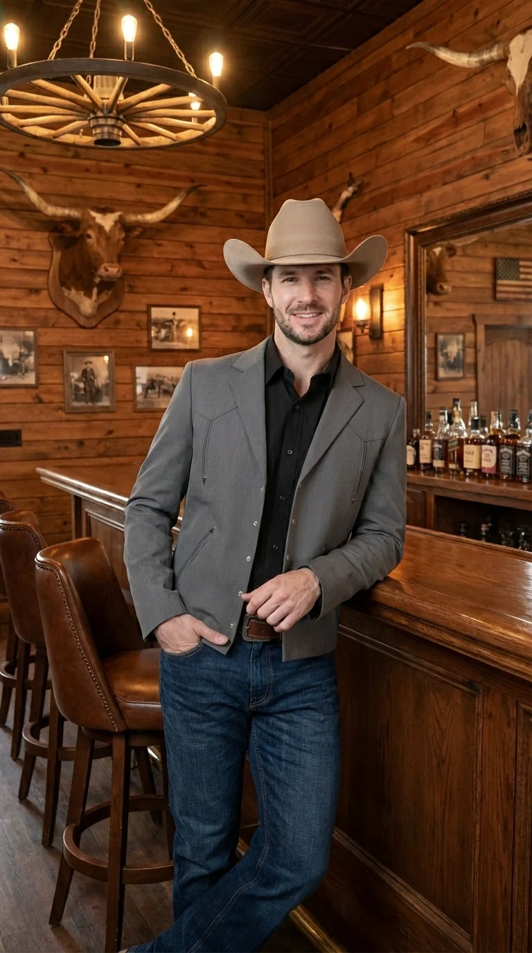 Mens Charcoal Gray Western Blazer – Cowboy Style Casual Jacket Classic Country Western Sport Coat - Image 10