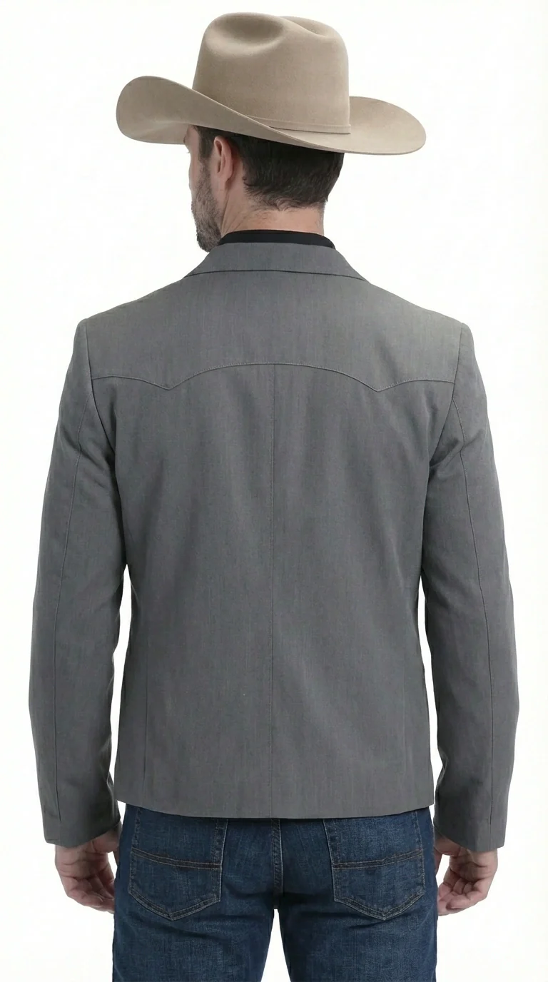 Mens Charcoal Gray Western Blazer – Cowboy Style Casual Jacket Classic Country Western Sport Coat - Image 5