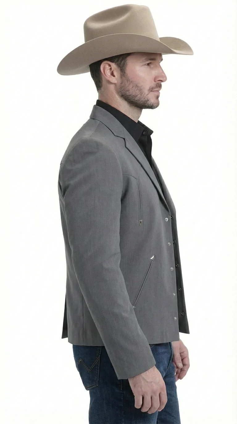 Mens Charcoal Gray Western Blazer – Cowboy Style Casual Jacket Classic Country Western Sport Coat - Image 6