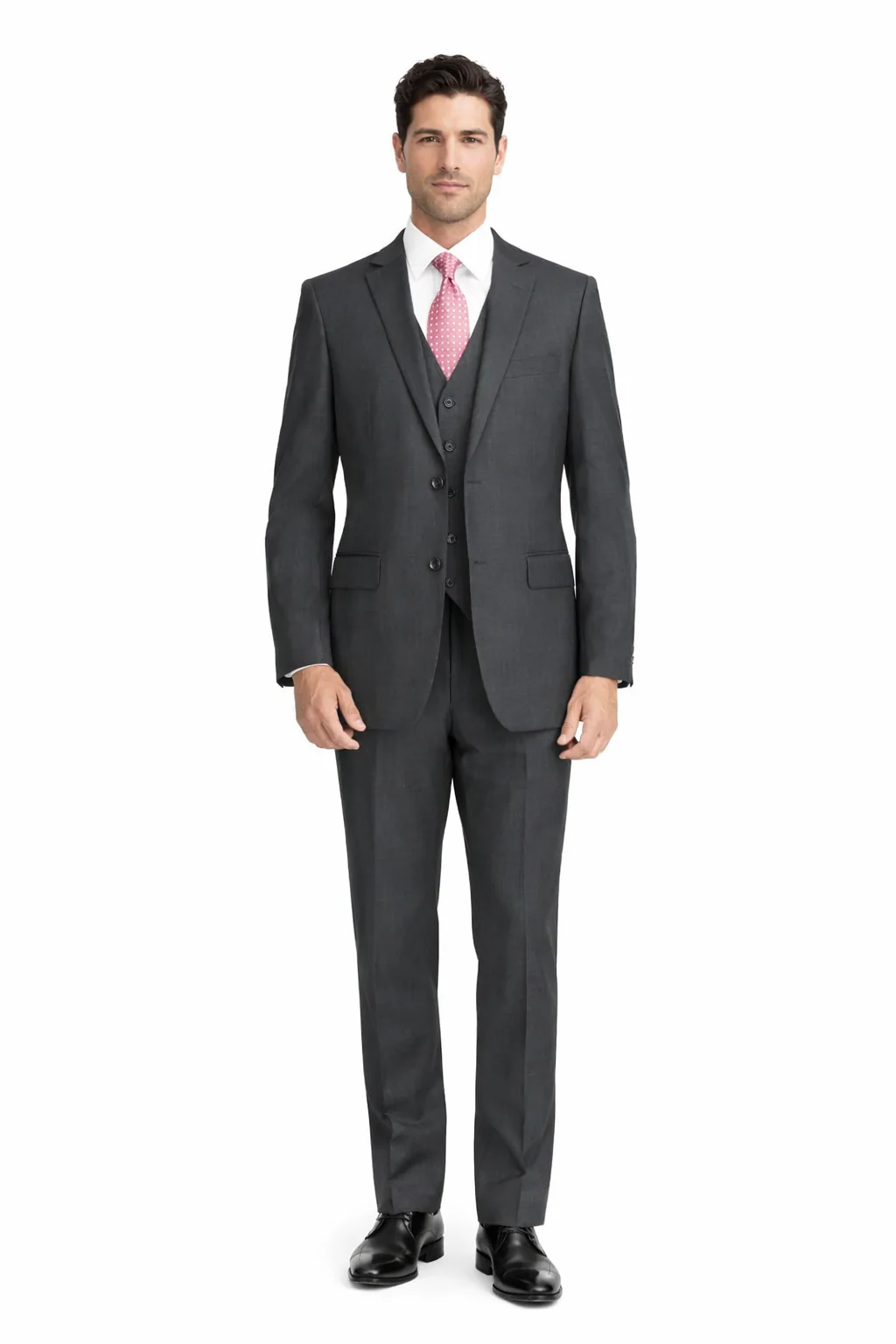 Mens Charcoal Tiglio Suit – Classic 3 Piece Dark Grey Suit for Business, Wedding and Formal Wear