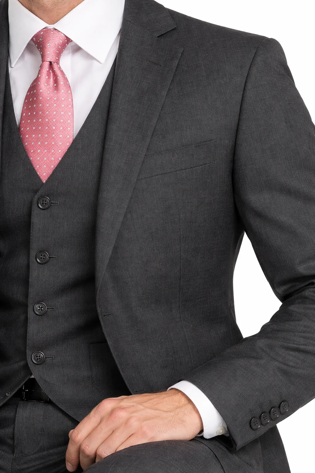 Mens Charcoal Tiglio Suit – Classic 3 Piece Dark Grey Suit for Business, Wedding and Formal Wear - Image 10