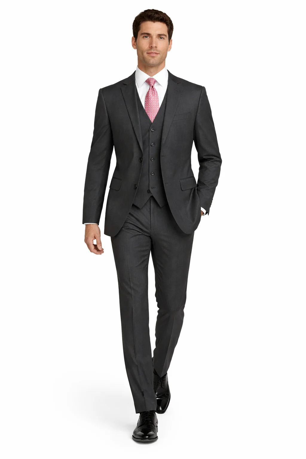 Mens Charcoal Tiglio Suit – Classic 3 Piece Dark Grey Suit for Business, Wedding and Formal Wear - Image 6