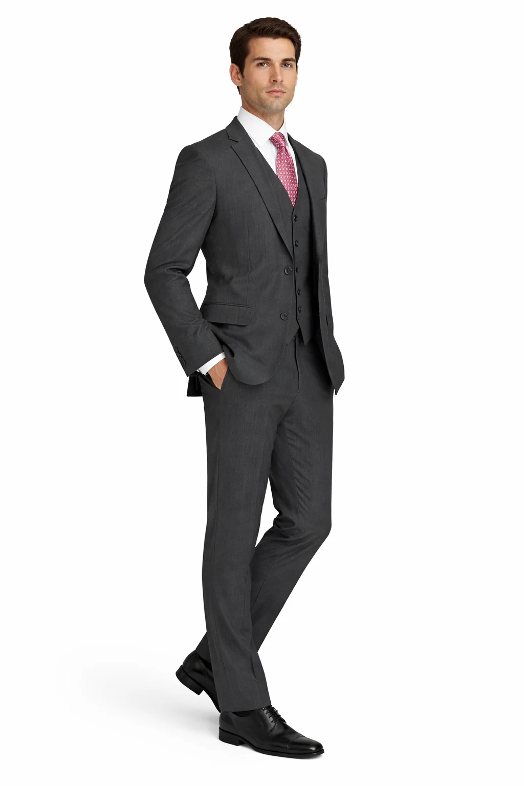 Mens Charcoal Tiglio Suit – Classic 3 Piece Dark Grey Suit for Business, Wedding and Formal Wear - Image 7