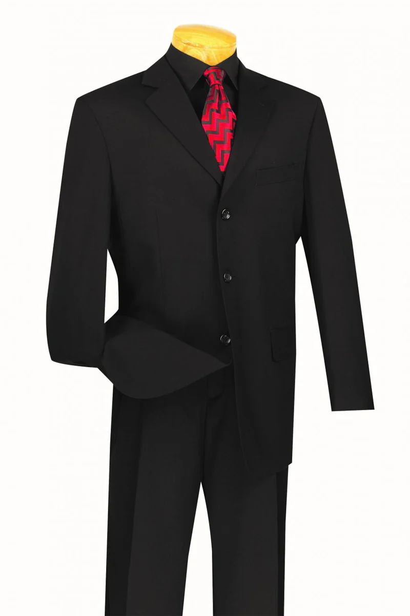 Mens Classic 3 button 2 Piece Suit in Black - Image 9