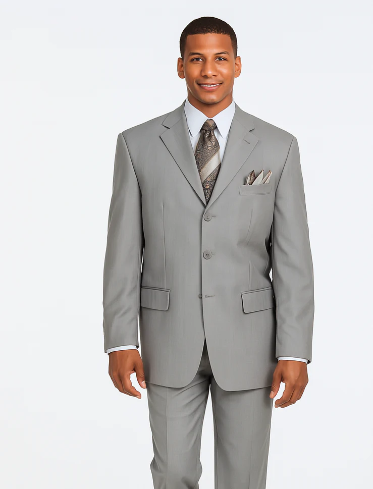 Mens Classic 3 button 2 Piece Suit in Grey - Image 6