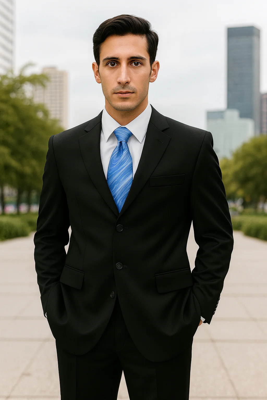 Mens Classic 3 button 2 Piece Suit in Navy - Image 12