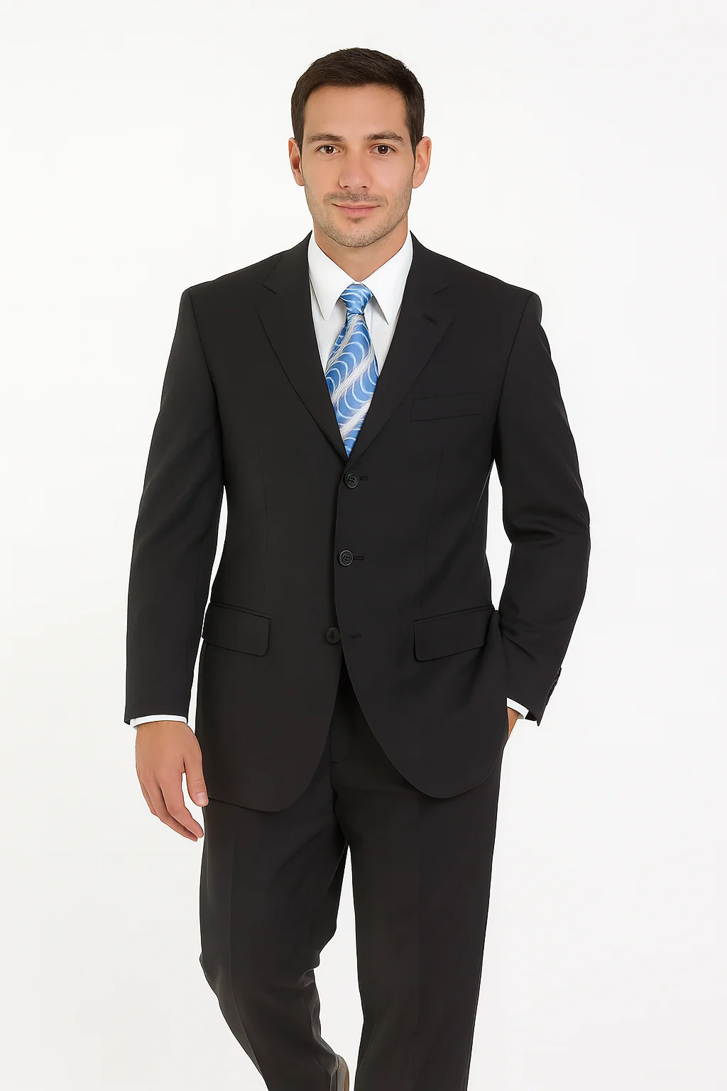 Mens Classic 3 button 2 Piece Suit in Navy - Image 21