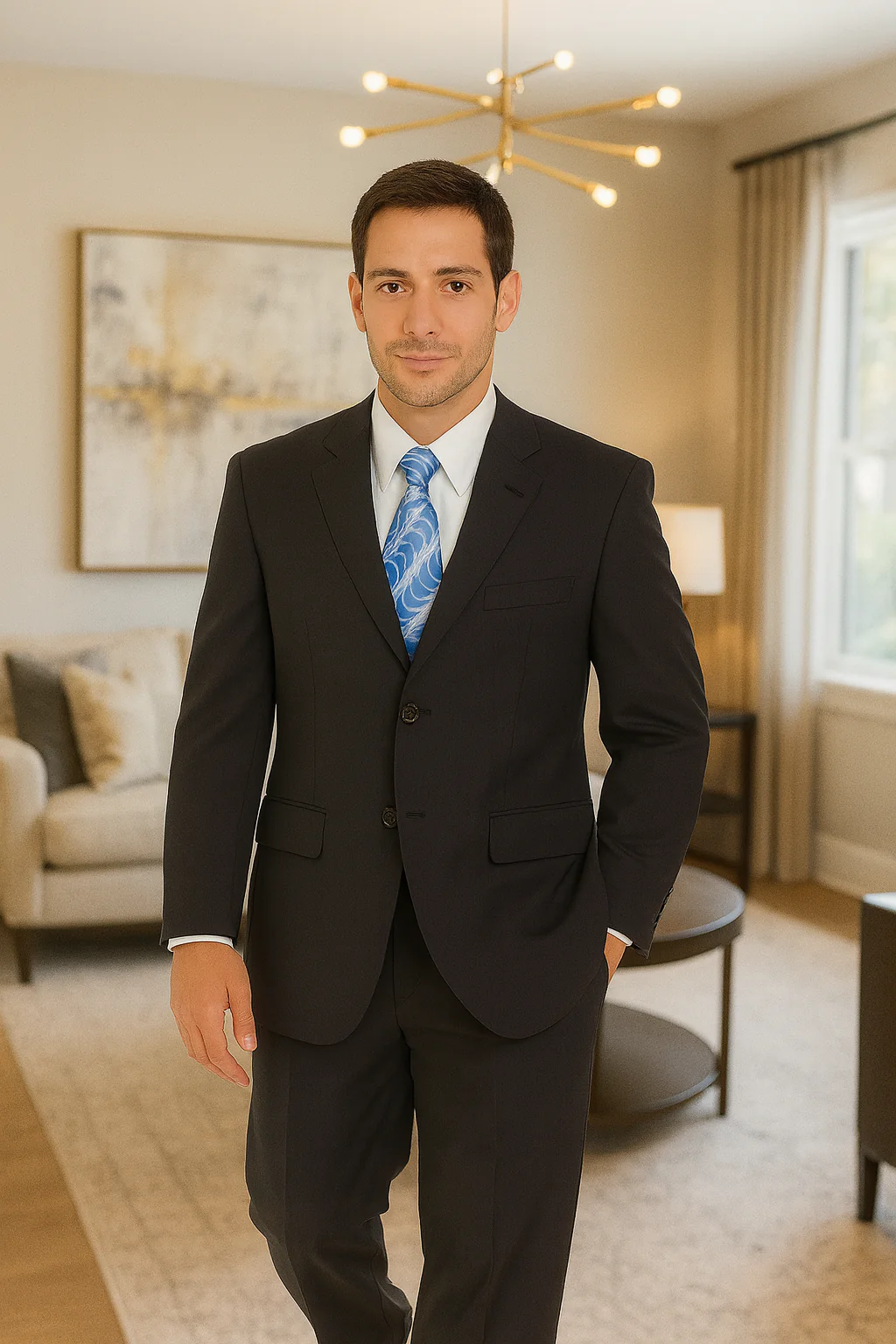 Mens Classic 3 button 2 Piece Suit in Navy - Image 22