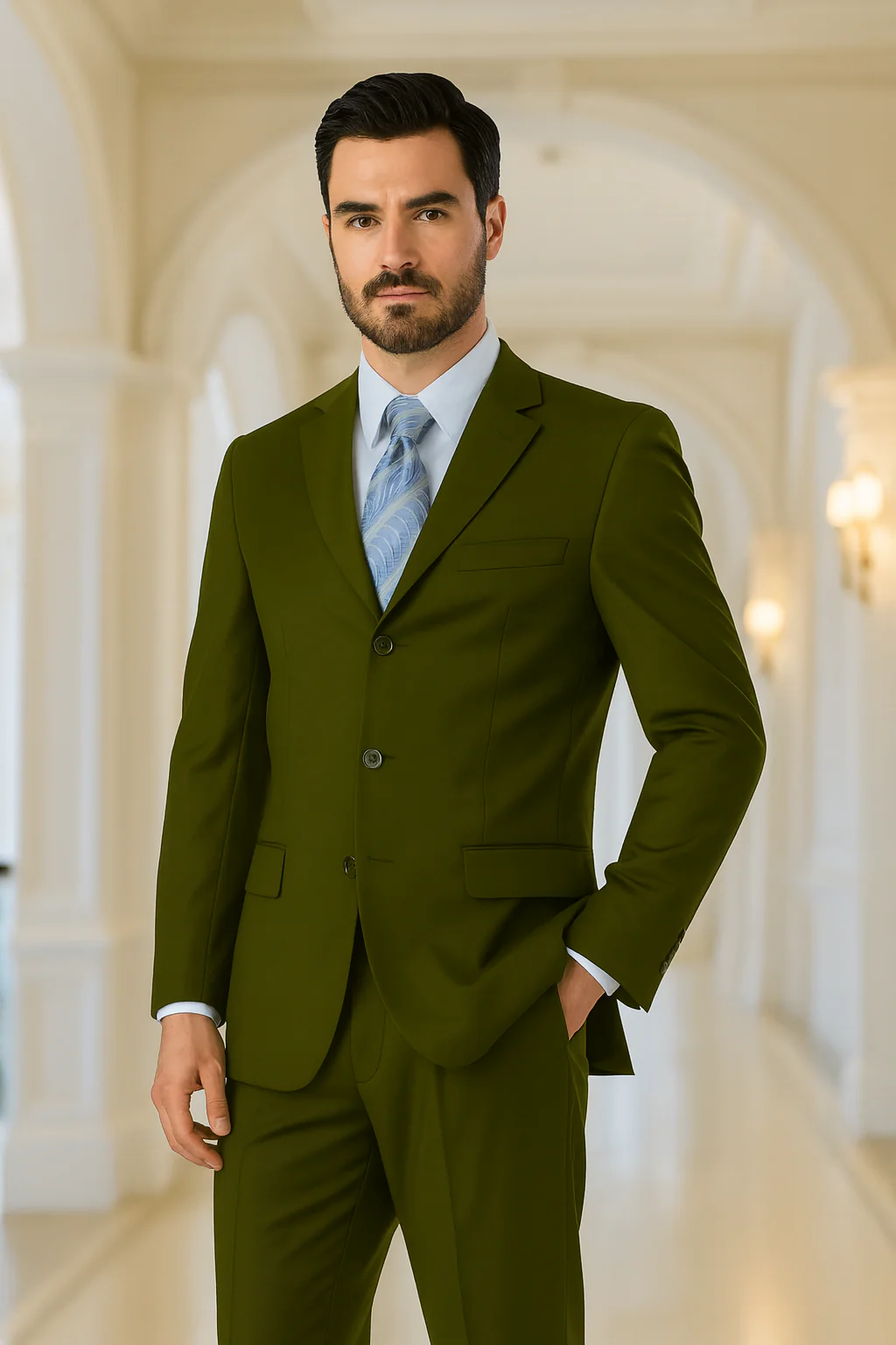 Mens Classic 3 button 2 Piece Suit in Navy - Image 30