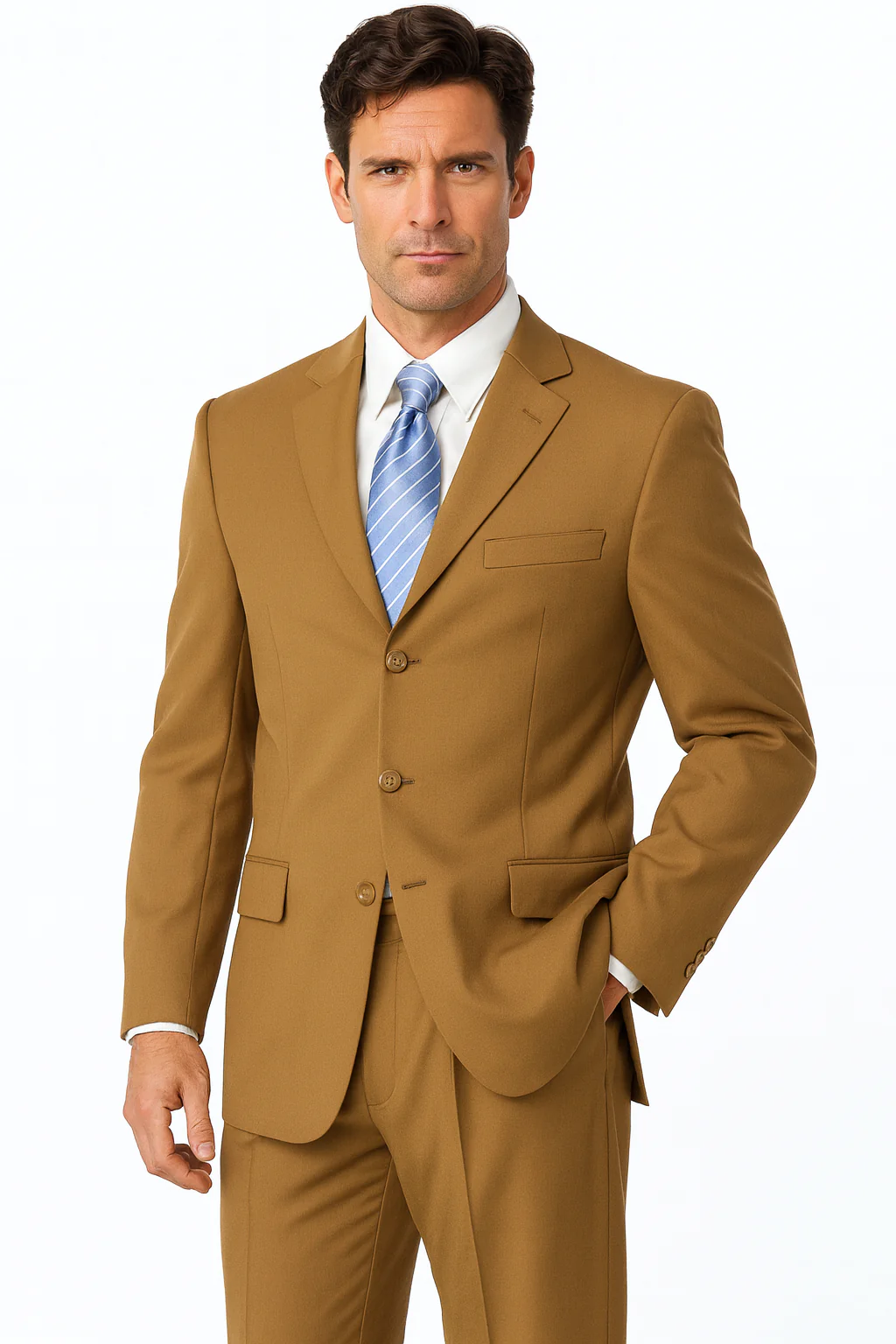 Mens Classic 3 button 2 Piece Suit in Navy - Image 38