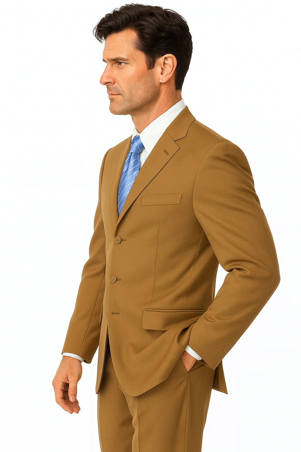 Mens Classic 3 button 2 Piece Suit in Navy - Image 41