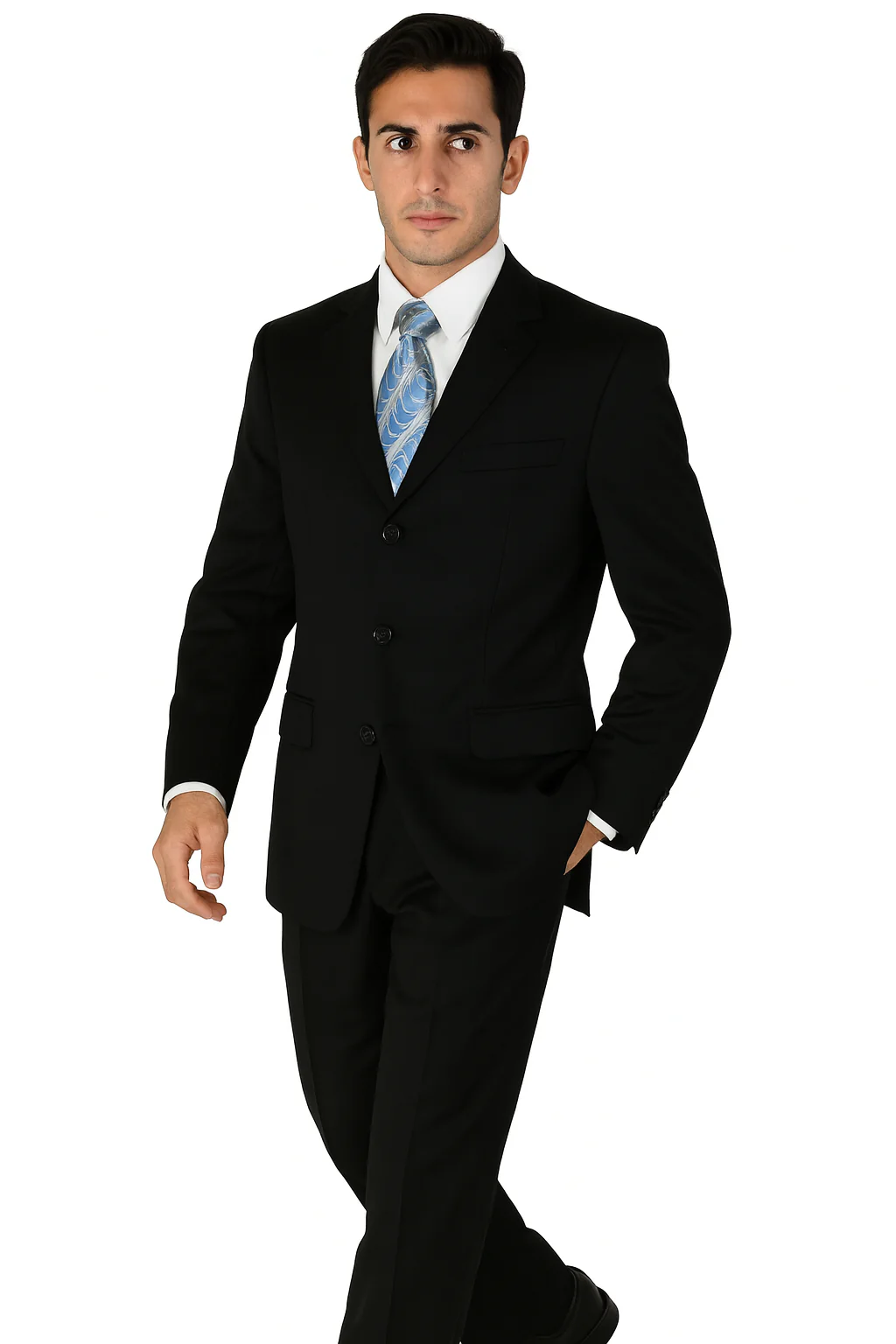 Mens Classic 3 button 2 Piece Suit in Navy - Image 6