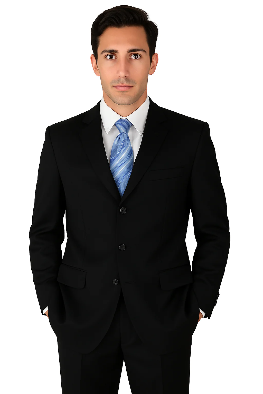 Mens Classic 3 button 2 Piece Suit in Navy - Image 8