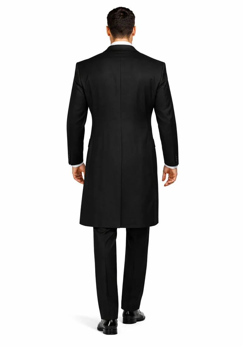 Mens Classic Black Tail Tuxedo with White Vest - Image 3