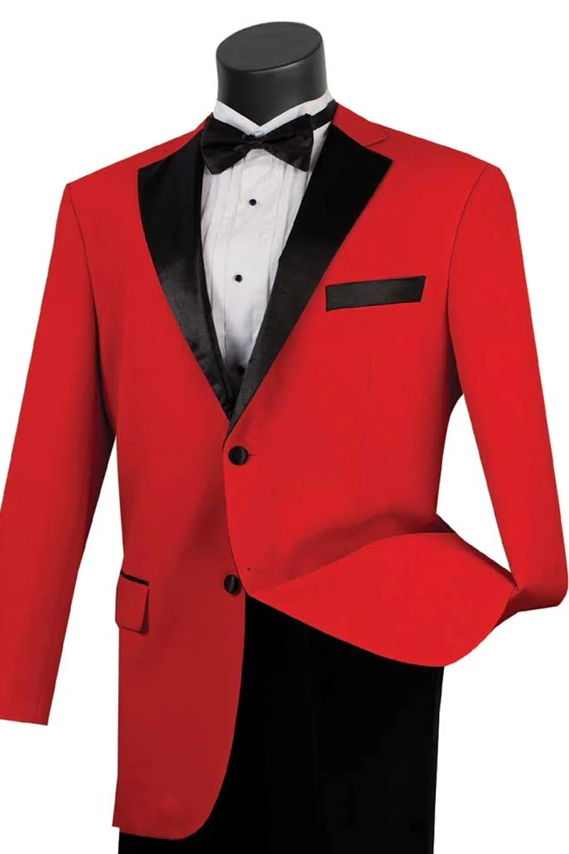 Mens Classic Contrast Notch Tuxedo in Red - Image 8