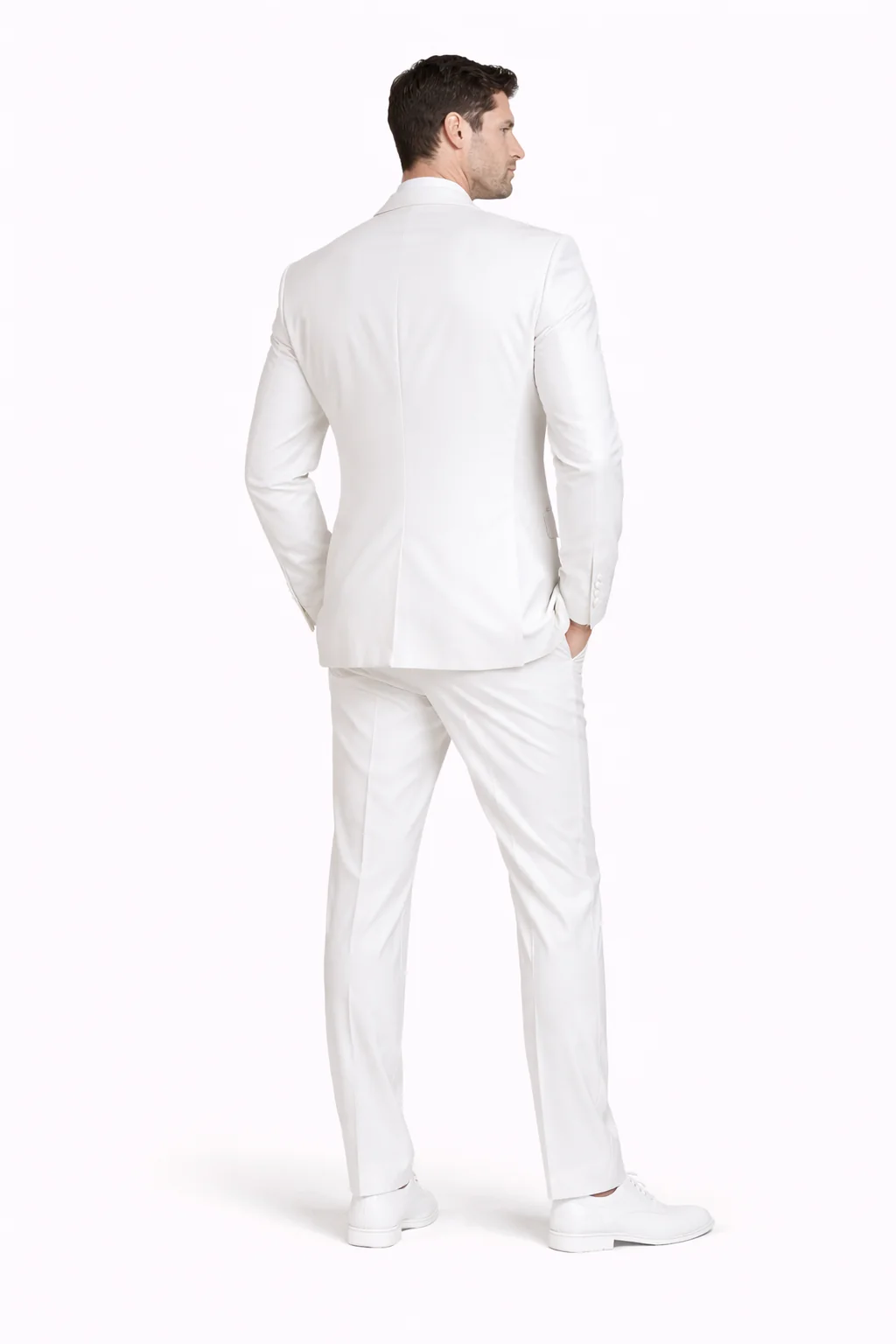 Mens Classic Fit 2 Button Rayon Fabric Tuxedo in White - Image 3