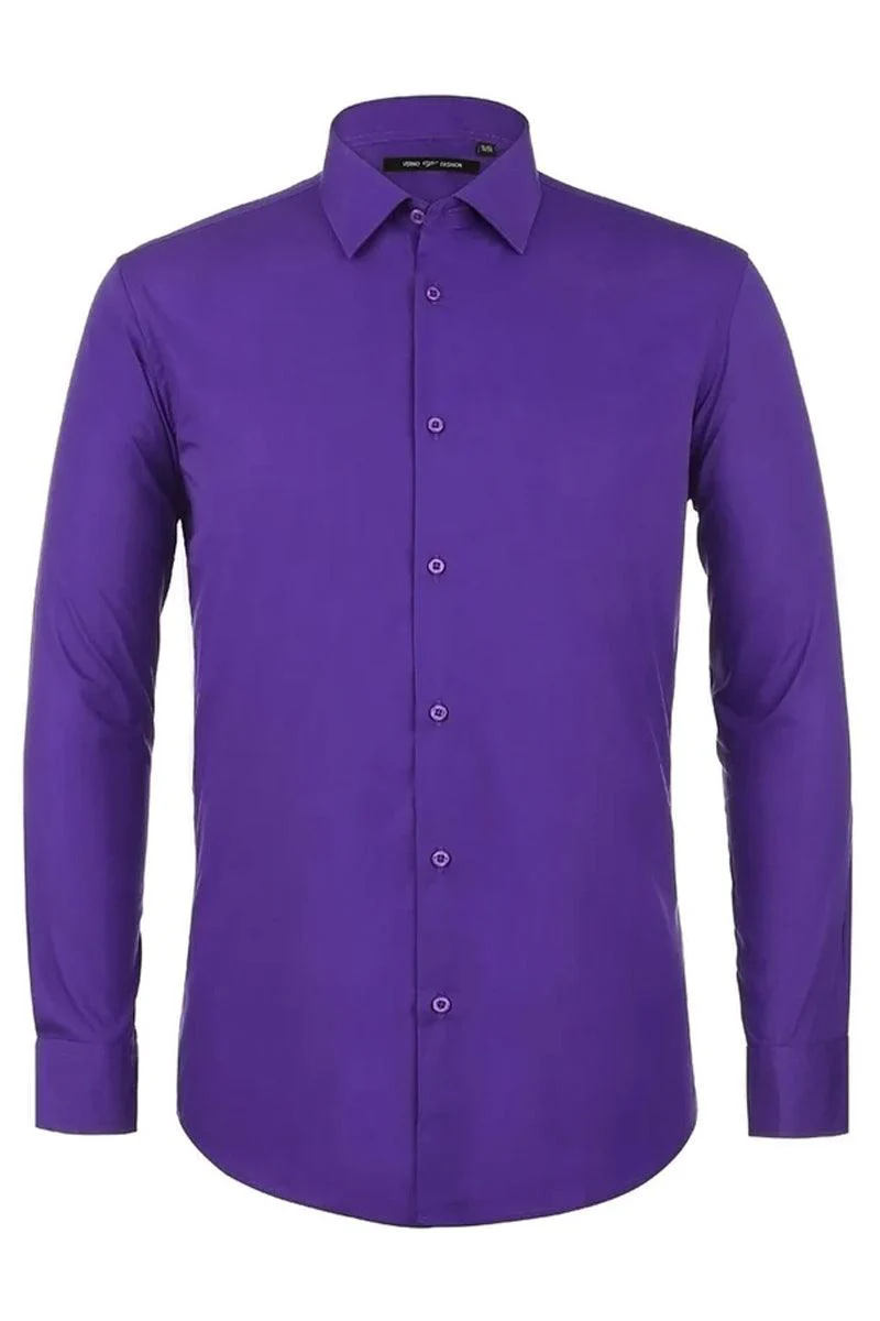 Men's Classic Fit Lilac Spread Collar Dress Shirt - Image 2