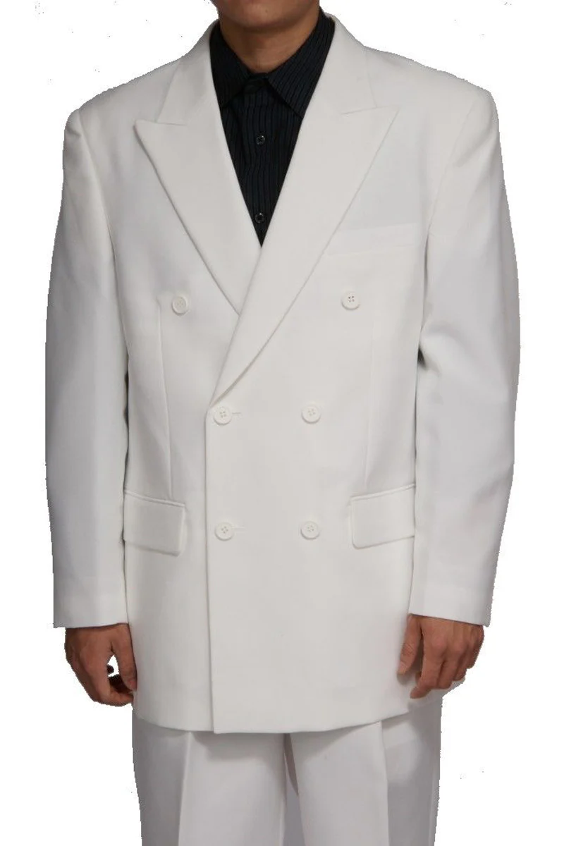 Mens Classic Rayon Fabric Double Breasted Suit in White