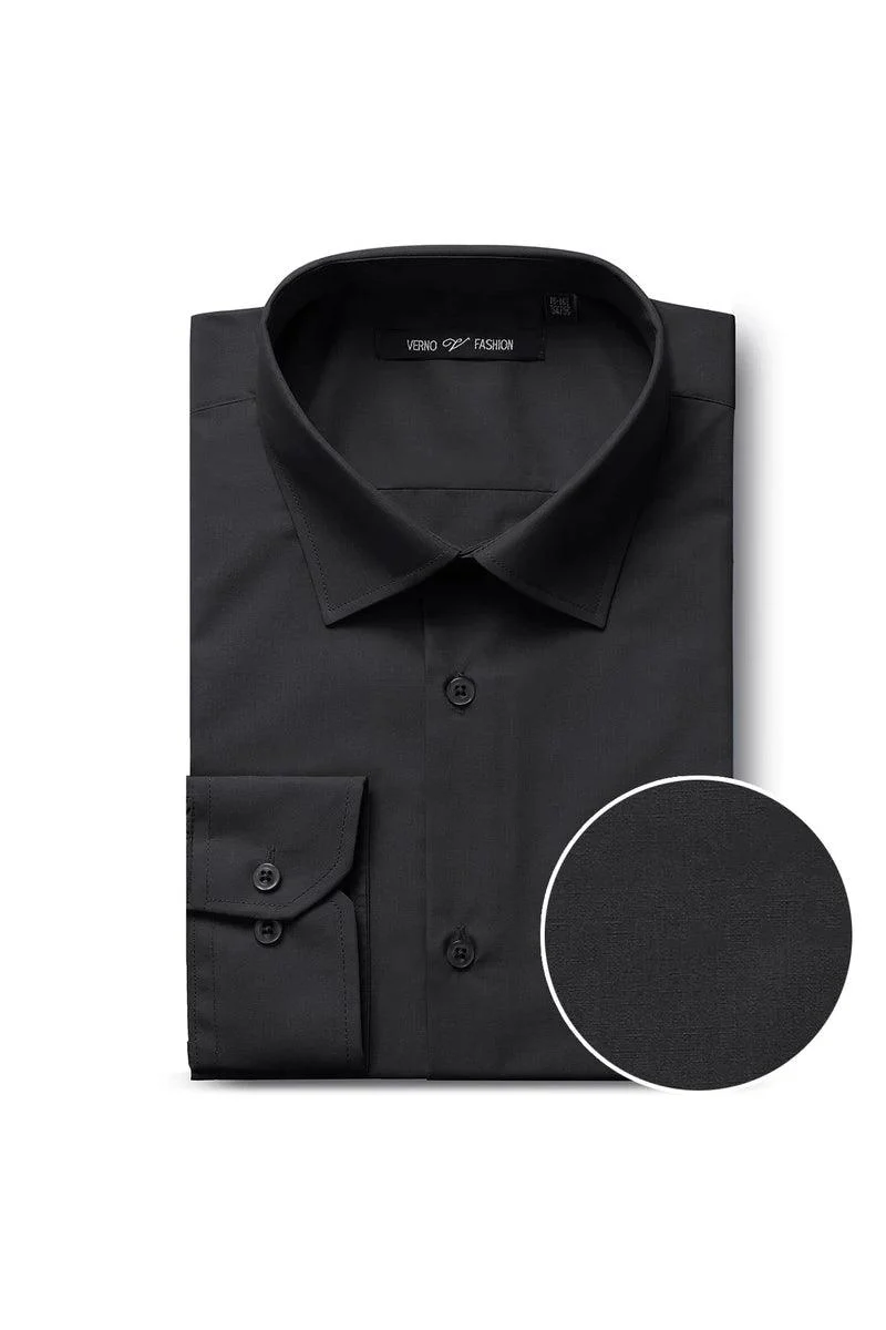 Men's Classic Spread Collar Dress Shirt in Black