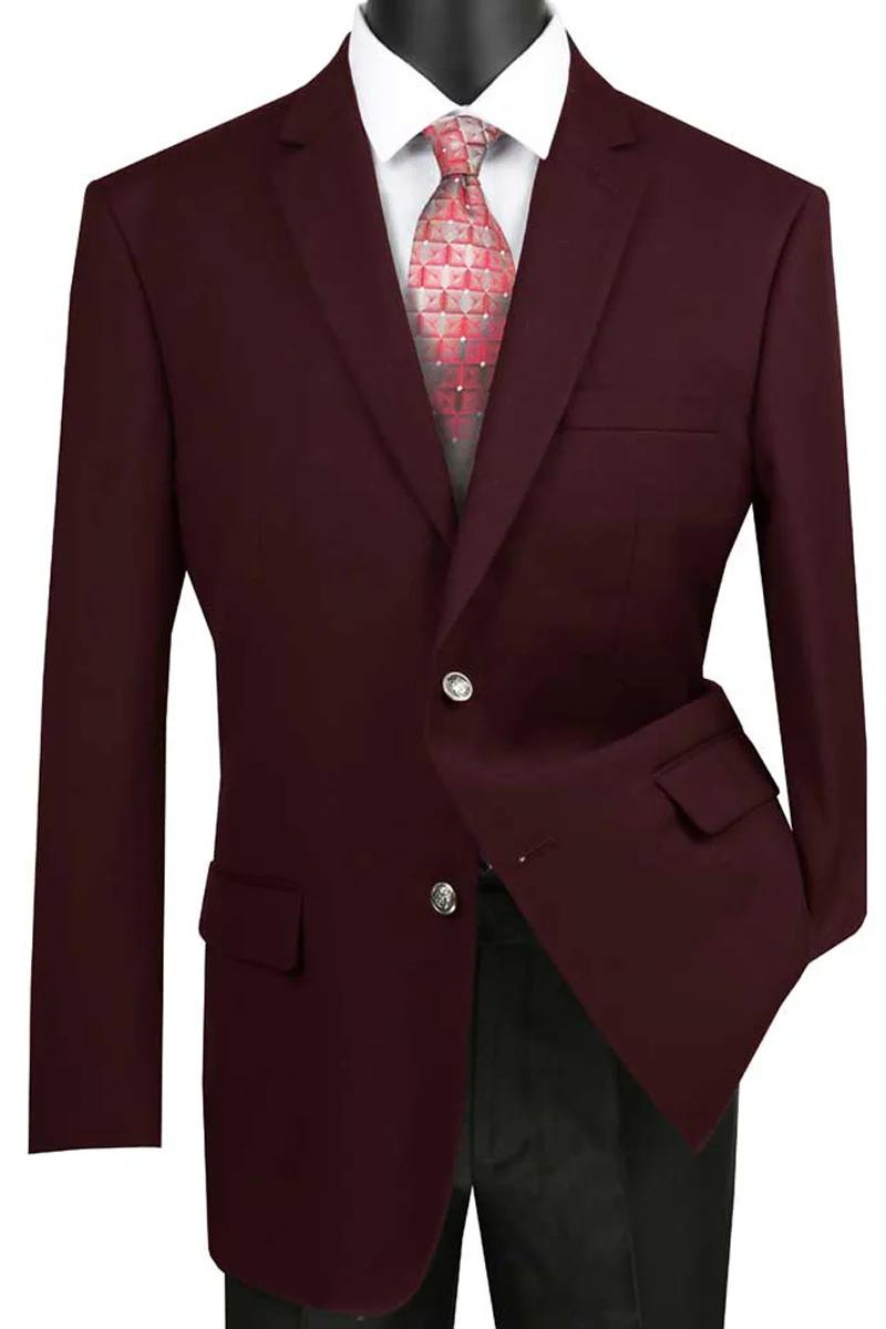 Mens Classic Wool Feel Blazer Sports Coat in Burgundy - Image 9
