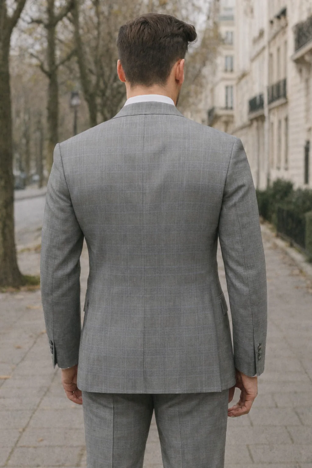 Mens Classic Wool Feel Double Breasted Glen Plaid Suit in Grey - Image 2