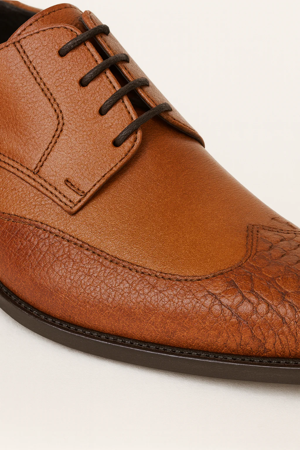 Men's Cognac Full Leather Lining Vestigium Genuine Ostrich Leg Derby Shoes Mens Ostrich Skin Shoes - Image 5