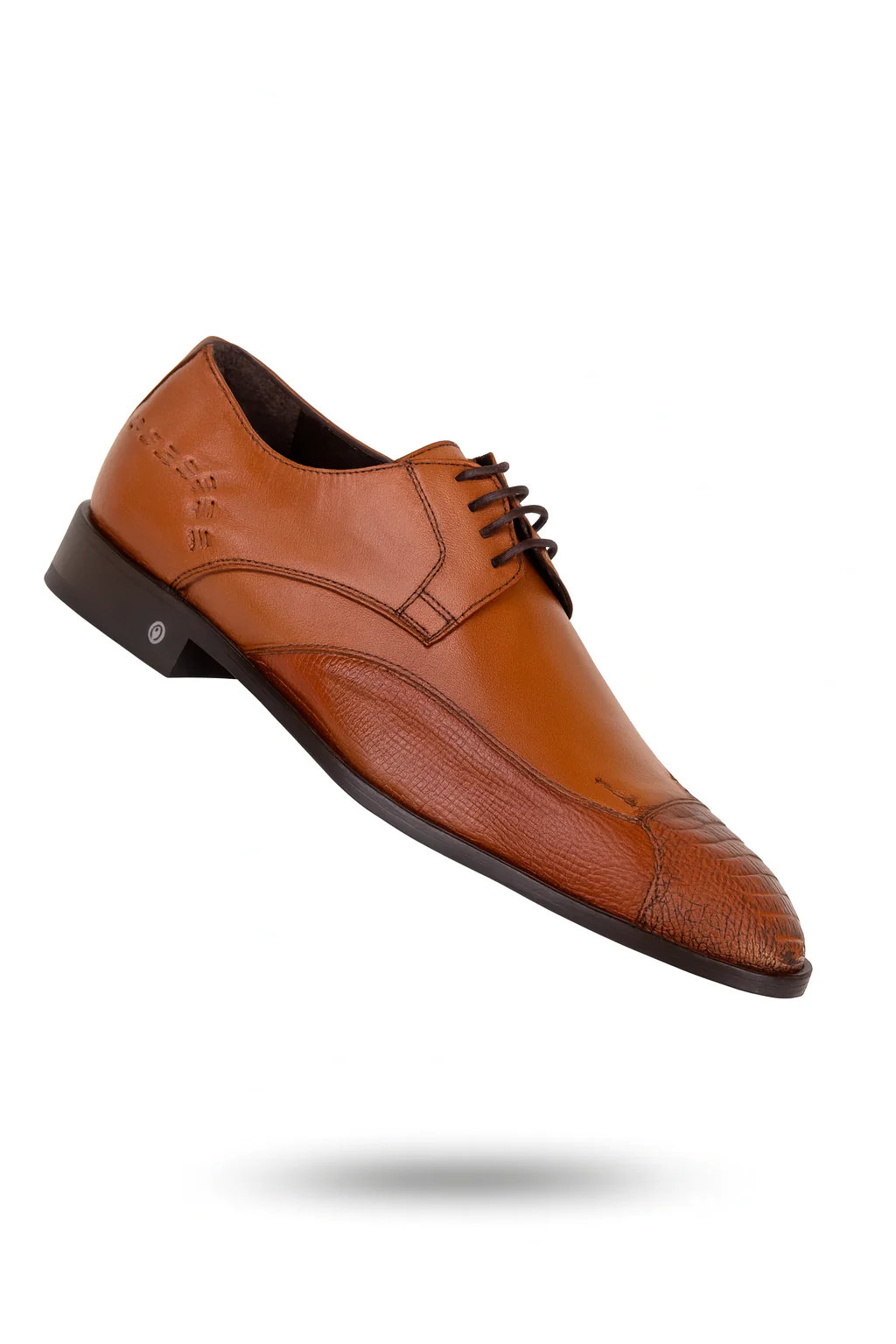 Men's Cognac Full Leather Lining Vestigium Genuine Ostrich Leg Derby Shoes Mens Ostrich Skin Shoes - Image 8