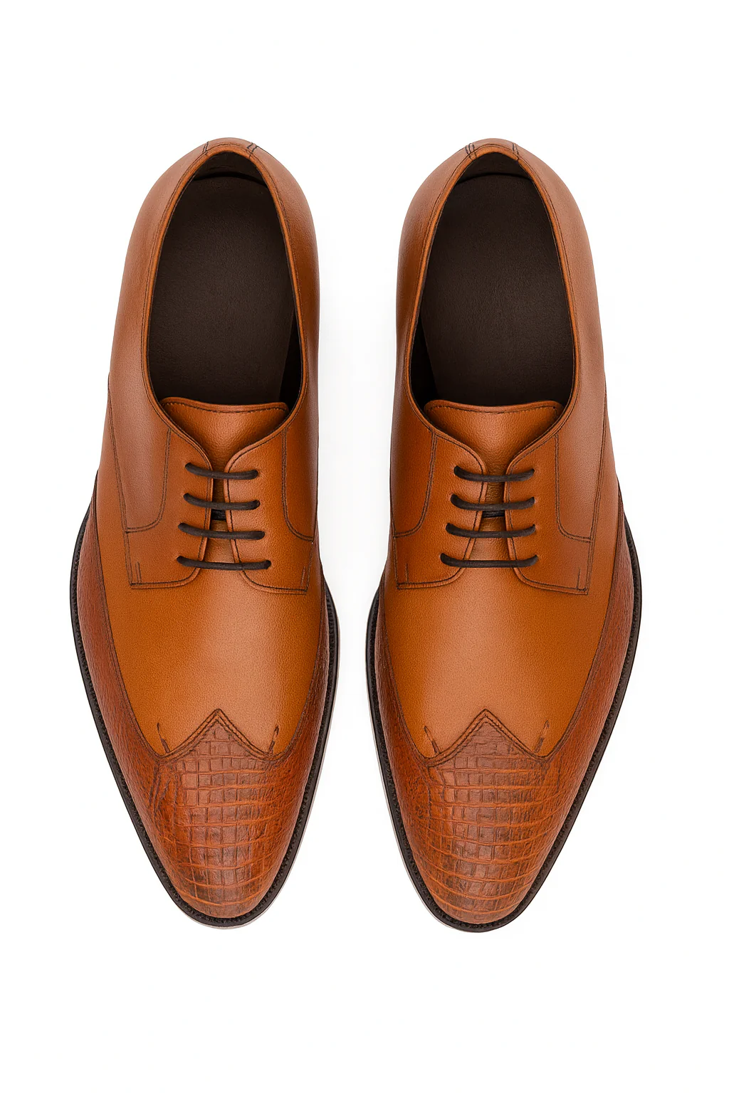 Men's Cognac Full Leather Lining Vestigium Genuine Ostrich Leg Derby Shoes Mens Ostrich Skin Shoes - Image 9