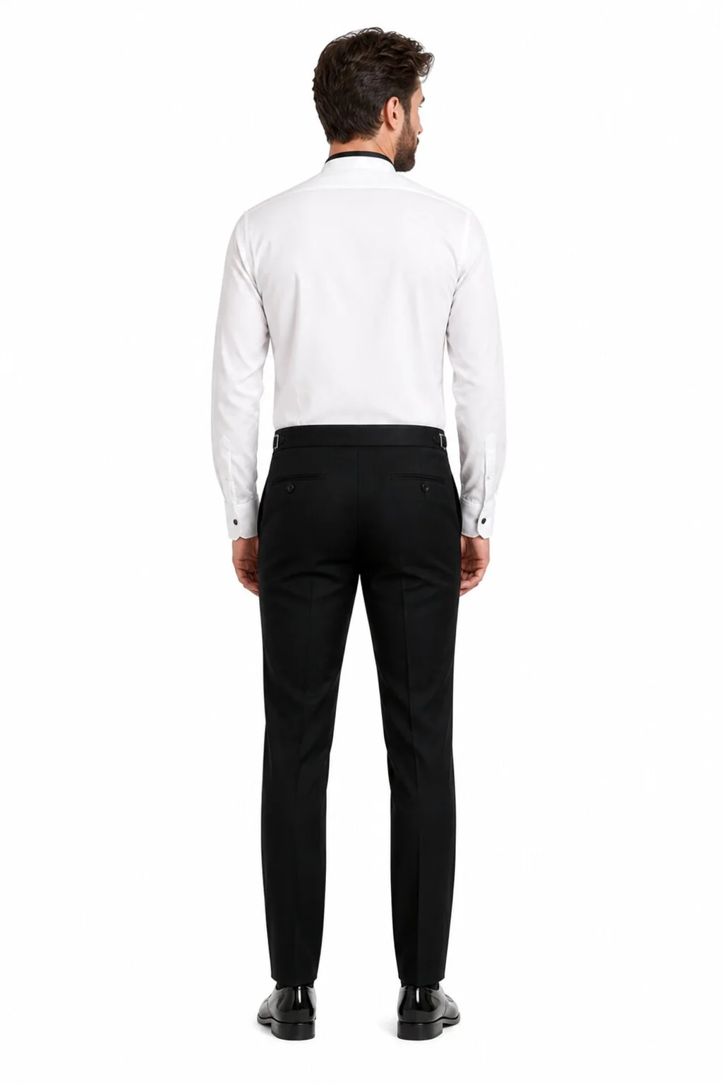 Mens Cotton Pleat Front Mandarin Shirt in White - Image 2