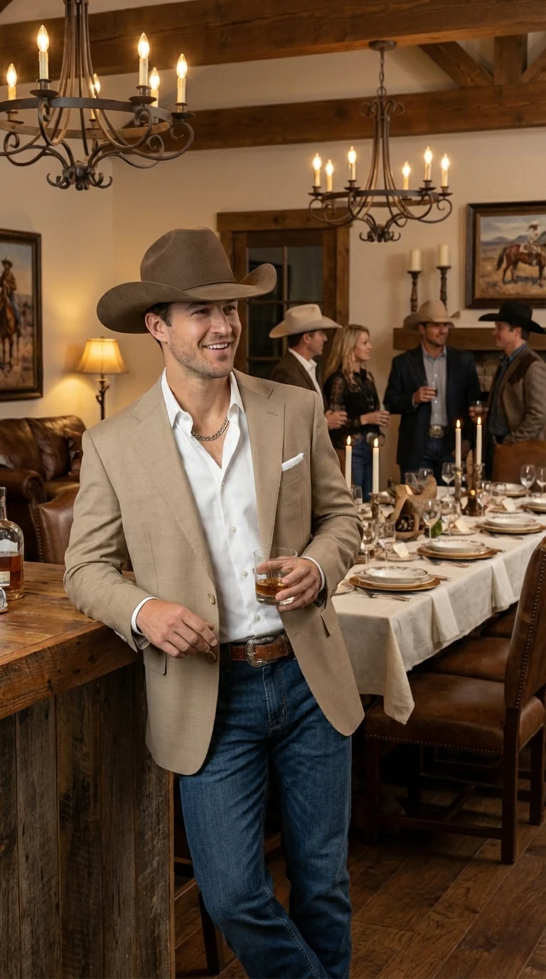 Mens Dark Tan Cowboy Western Blazer – Classic Western Style Sport Coat Casual Formal Jacket for Business Wedding Modern Fit - Image 12
