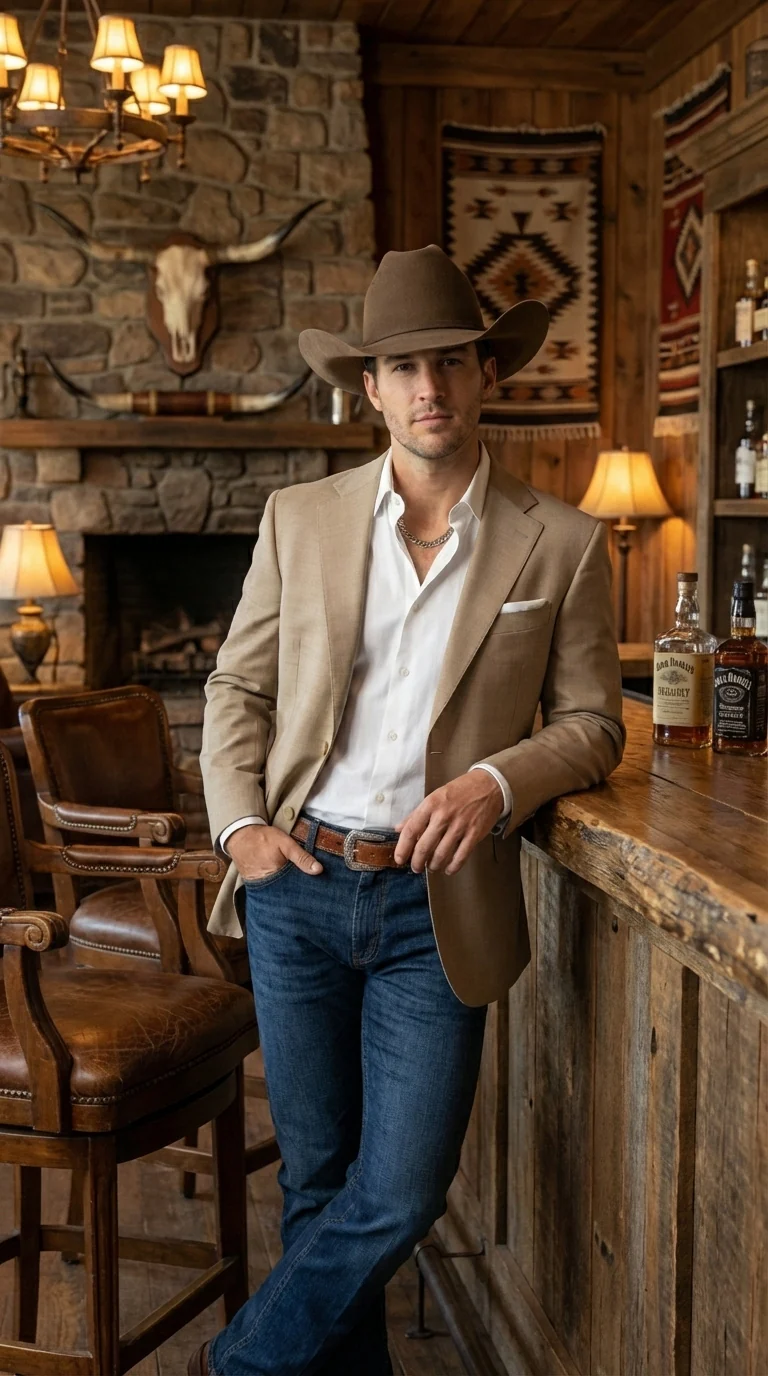 Mens Dark Tan Cowboy Western Blazer – Classic Western Style Sport Coat Casual Formal Jacket for Business Wedding Modern Fit - Image 13