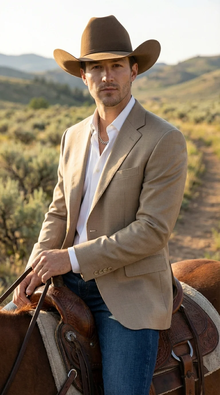 Mens Dark Tan Cowboy Western Blazer – Classic Western Style Sport Coat Casual Formal Jacket for Business Wedding Modern Fit - Image 15
