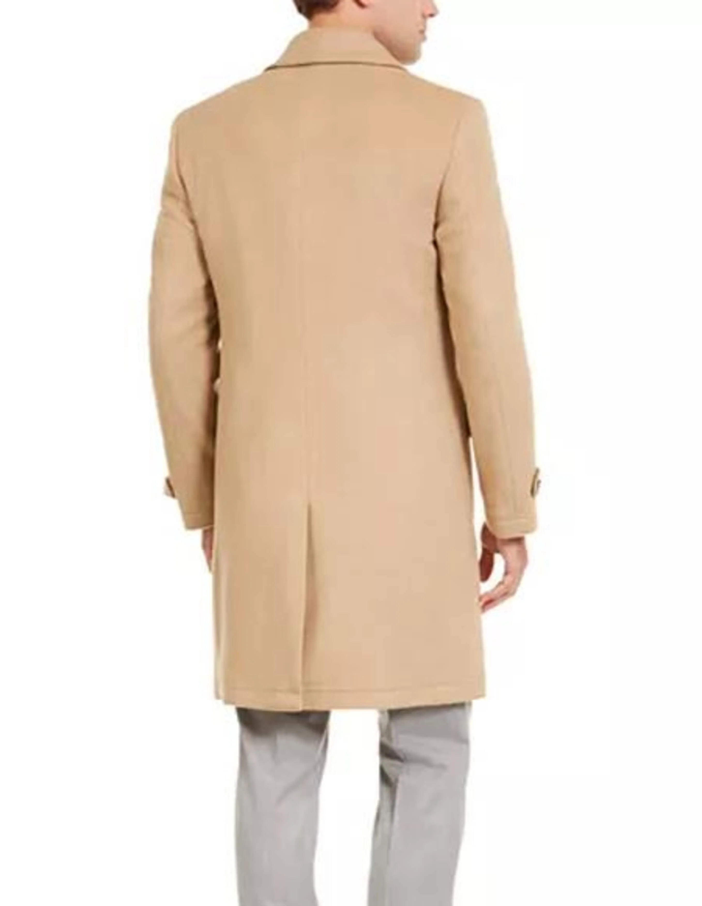 Men's Double Breasted Camel Peacoat - 3/4 Three Quarter Car Coat - Wool Topcoat - Image 2