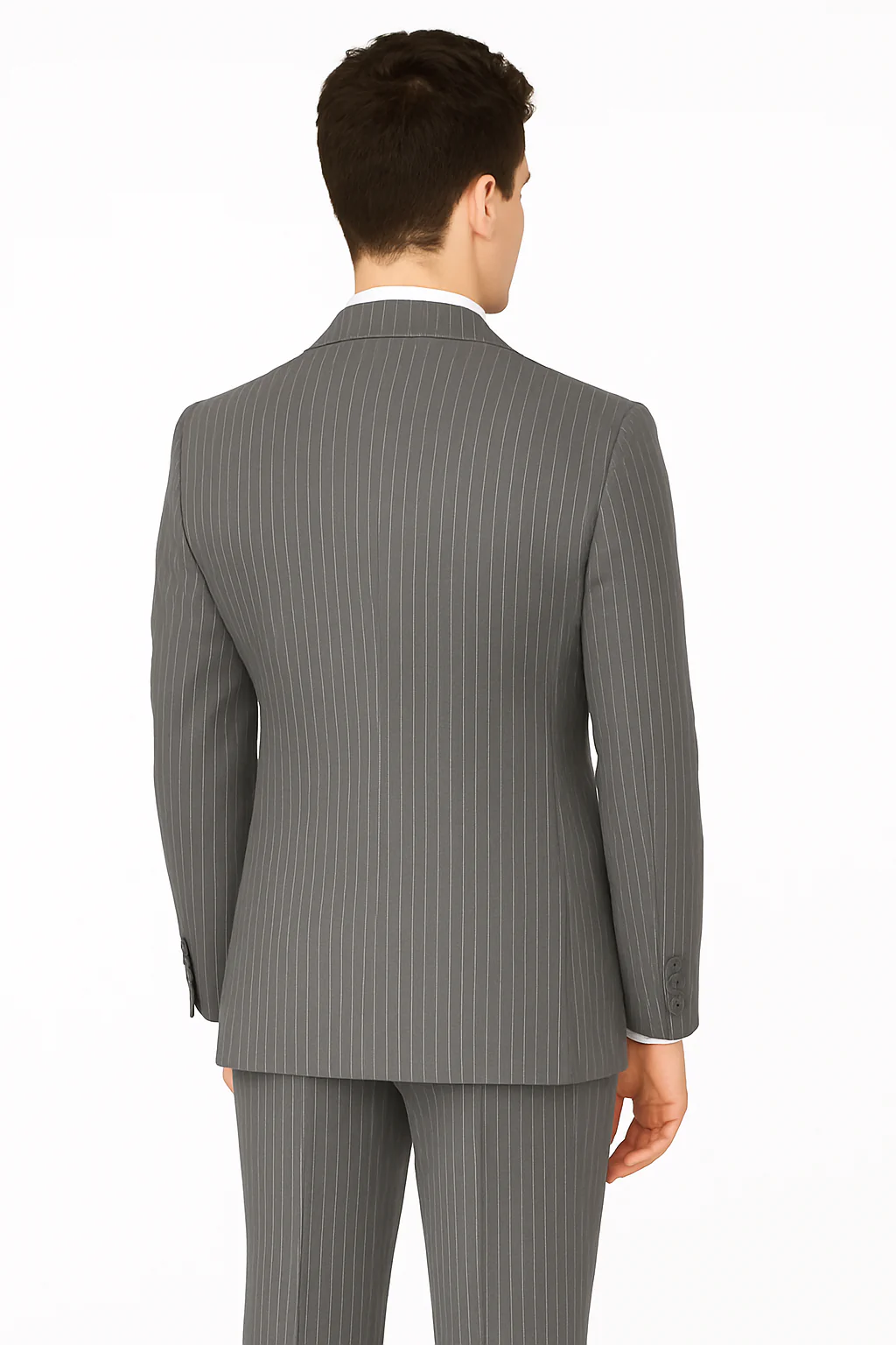 Mens Double Breasted Gomez Addams | Addams Family Costume in Charcoal Grey Pinstripe - Image 2