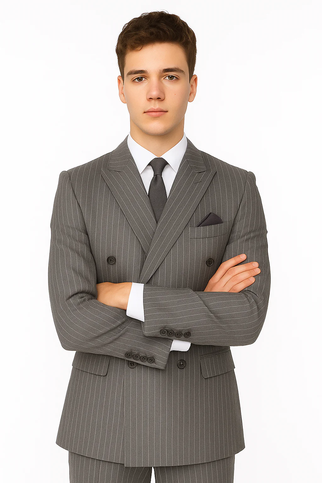 Mens Double Breasted Gomez Addams | Addams Family Costume in Charcoal Grey Pinstripe - Image 3