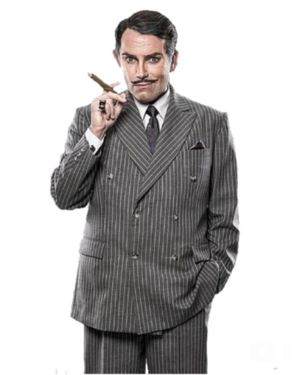 Mens Double Breasted Gomez Addams | Addams Family Costume in Charcoal Grey Pinstripe - Image 9