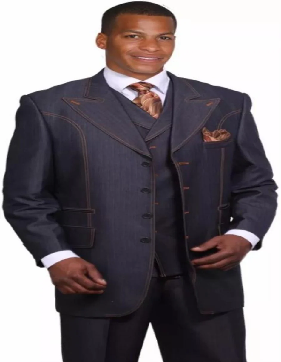 Mens Double Breasted Red and White Pinstripe Peak Lapel Six Button Suit - Image 2