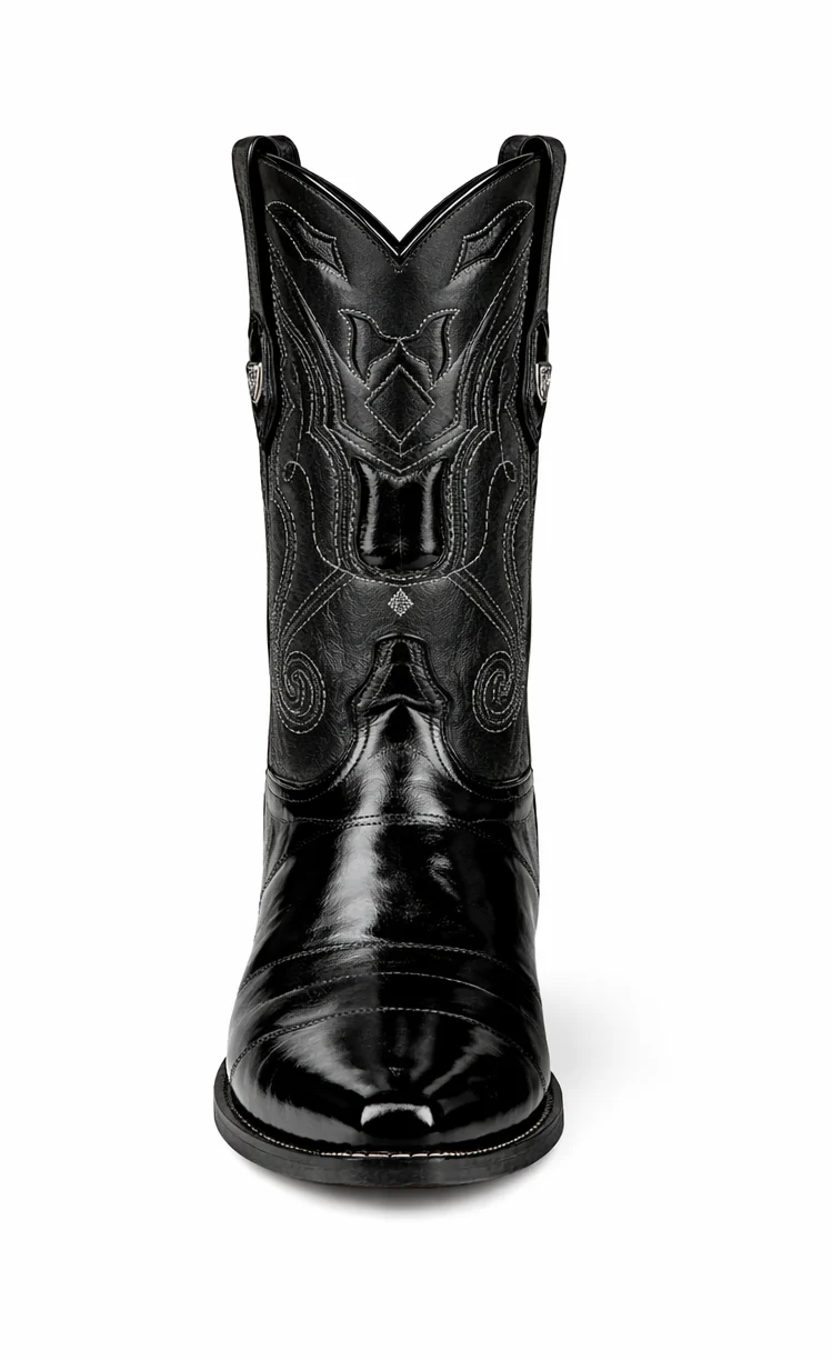 Mens Eel Black Pointy Mexican Boots - Image 2