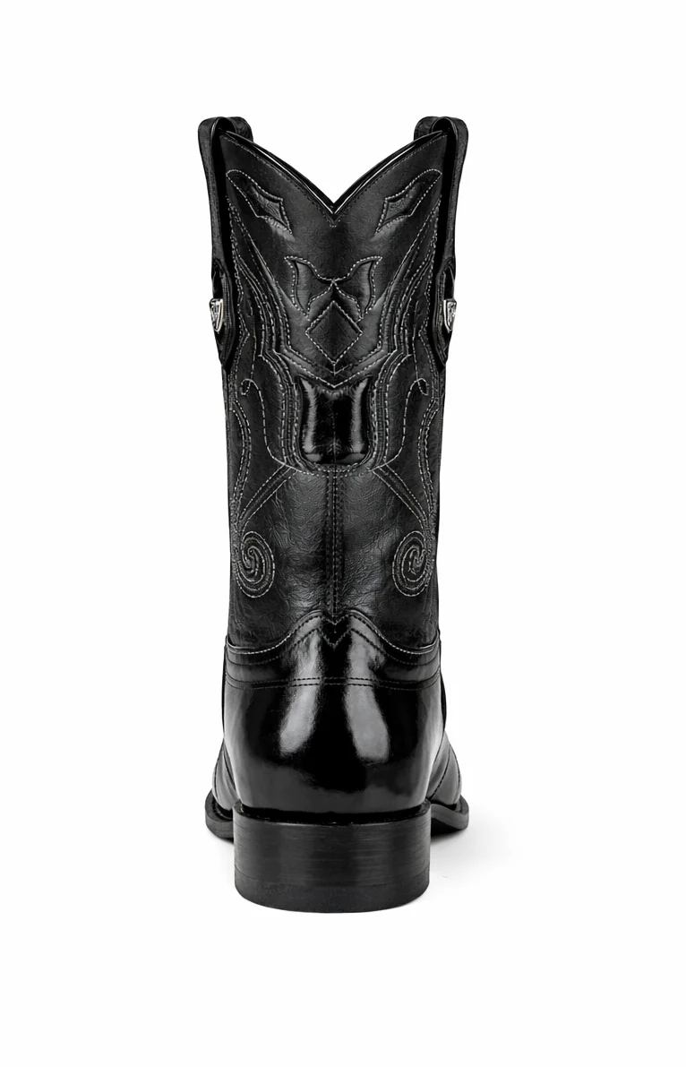 Mens Eel Black Pointy Mexican Boots - Image 3