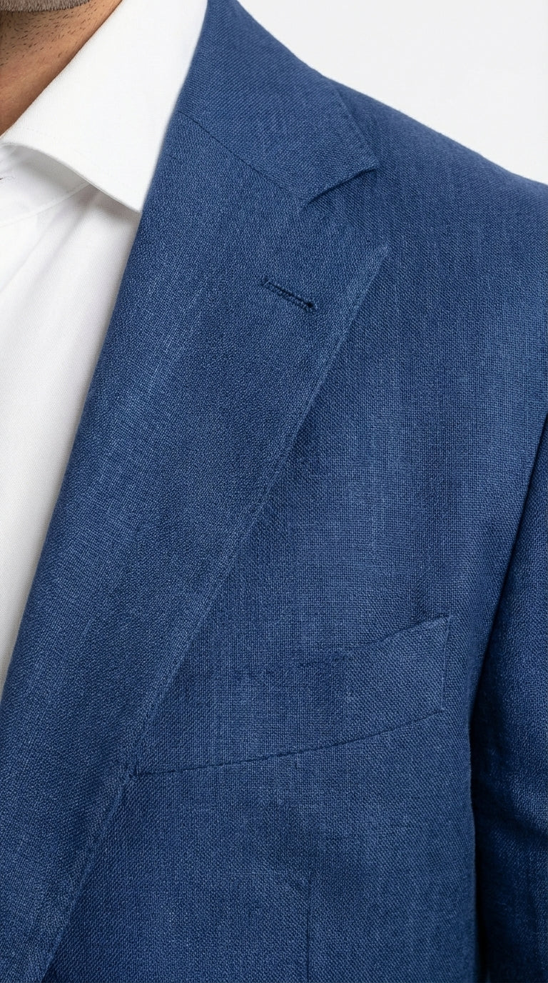 Mens Enzo Tovare Denim Blue Linen Summer Suit – Breathable Two Piece Suit for Wedding, Business, Travel - Image 13