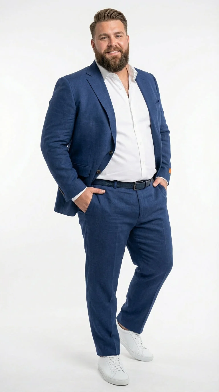 Mens Enzo Tovare Denim Blue Linen Summer Suit – Breathable Two Piece Suit for Wedding, Business, Travel - Image 6