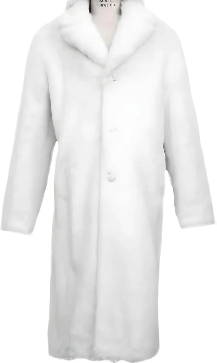 Mens Fashion Black Faux Fur Overcoat - Image 3