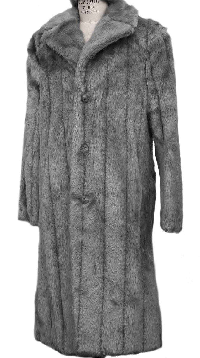 Mens Faux Fur Trench Coat -  White Brown Black Faux Fur Jacket - Image 5