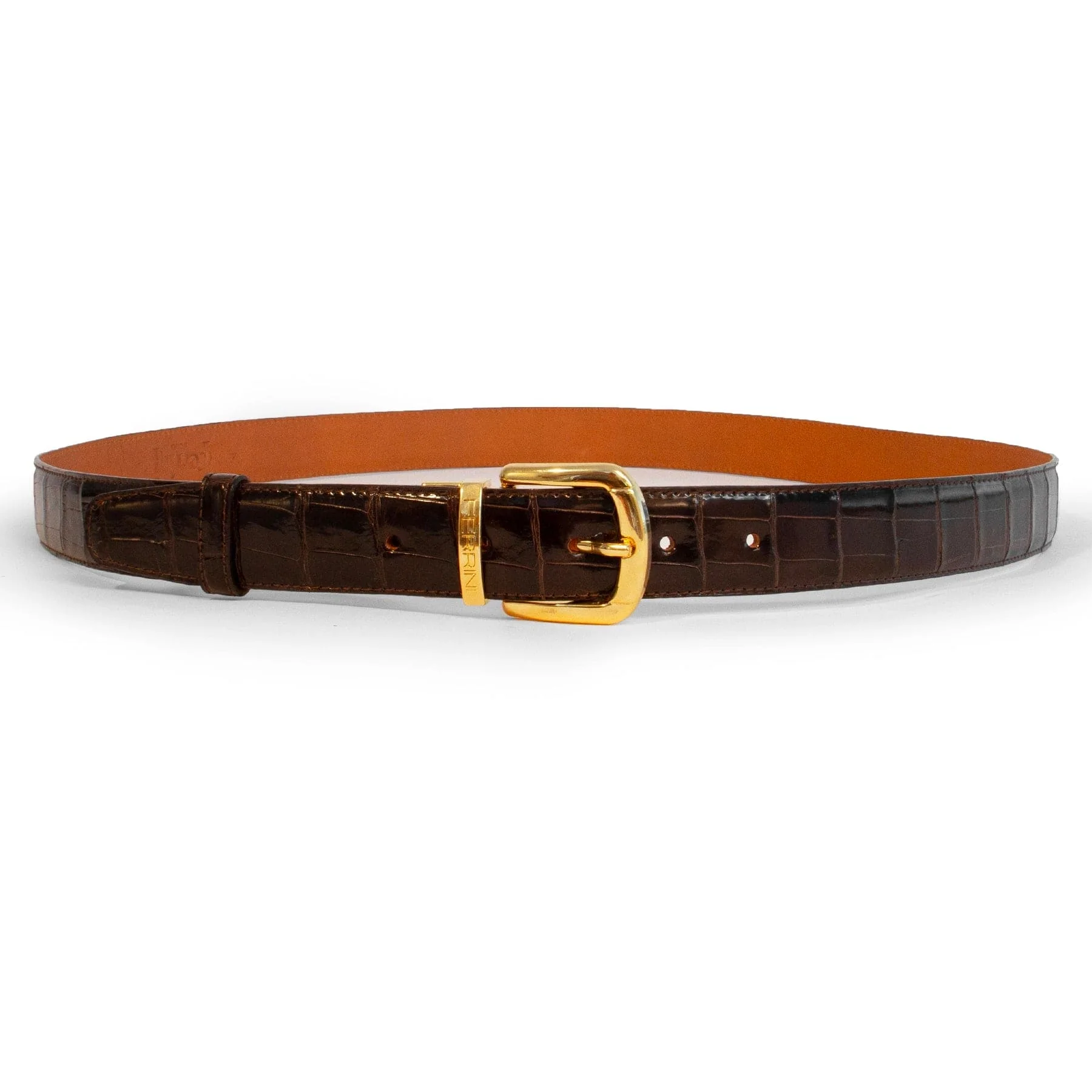 Mens Ferrini 1¼" Alligator Dress Belt in Black - Image 3