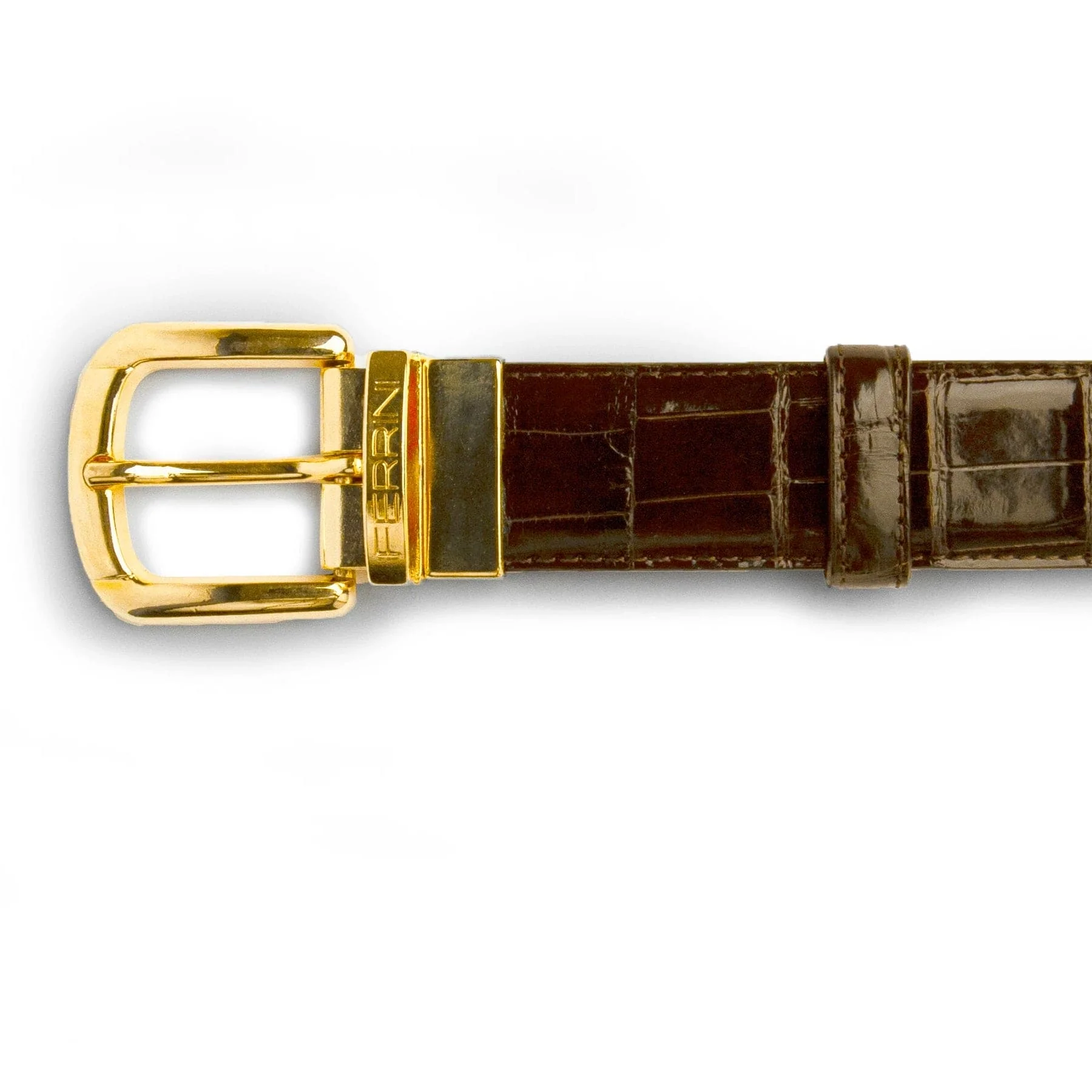 Mens Ferrini 1¼" Alligator Dress Belt in Black - Image 4