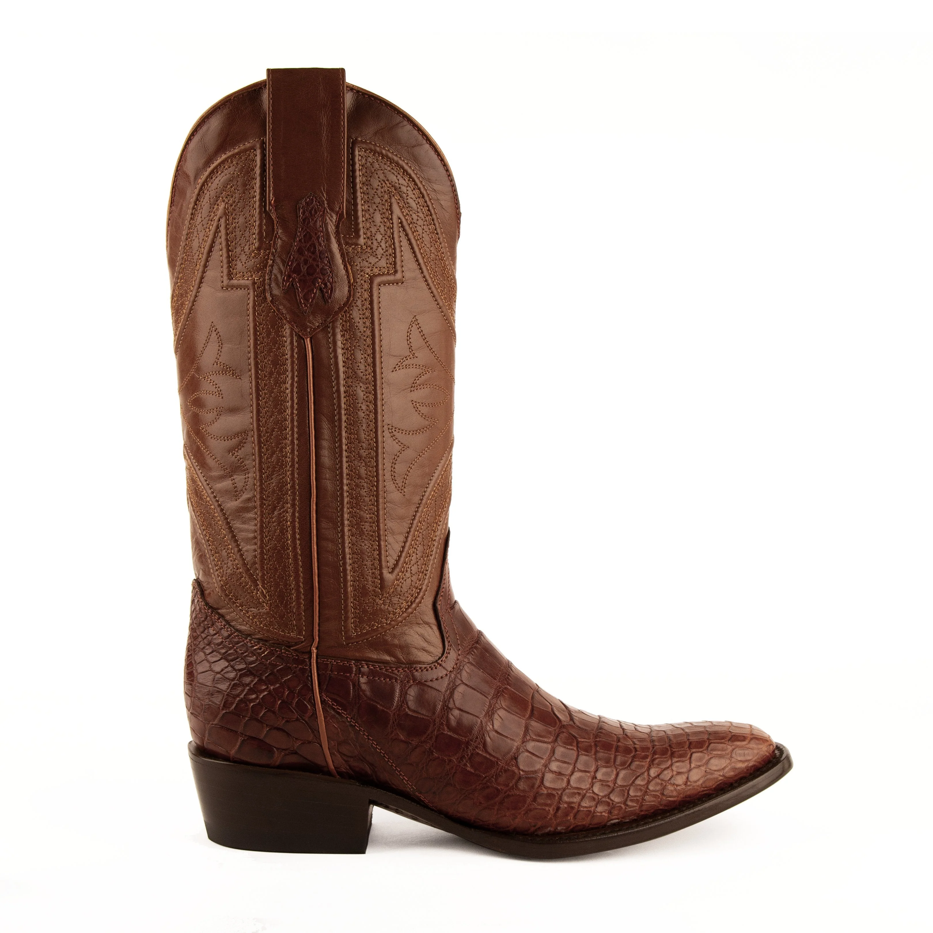 Mens Ferrini Alligator Belly Narrow Square Toe Cowboy Boot in Cognac - Image 3